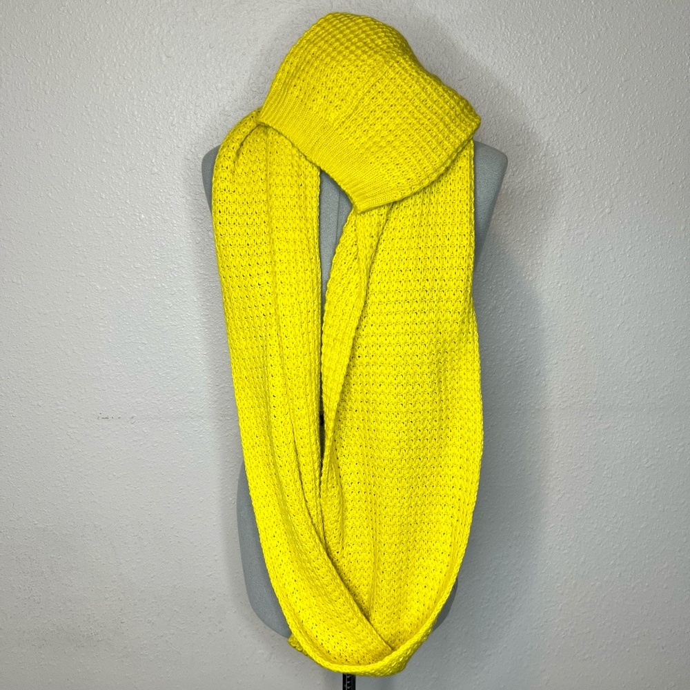 Wool Neon Yellow Hat And Infinity Scarf